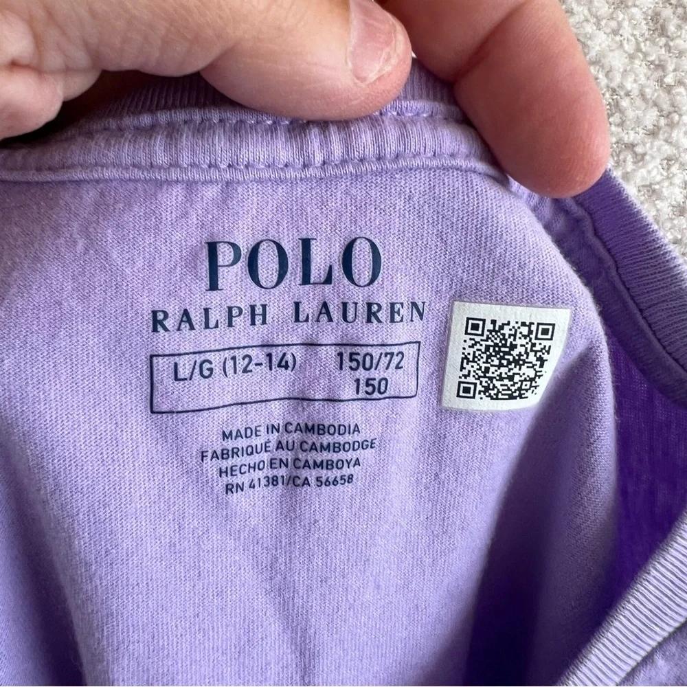 Ralph Lauren Polo‎ Girls Purple Butter Yellow Short Sleeve T Shirt Size 12-14